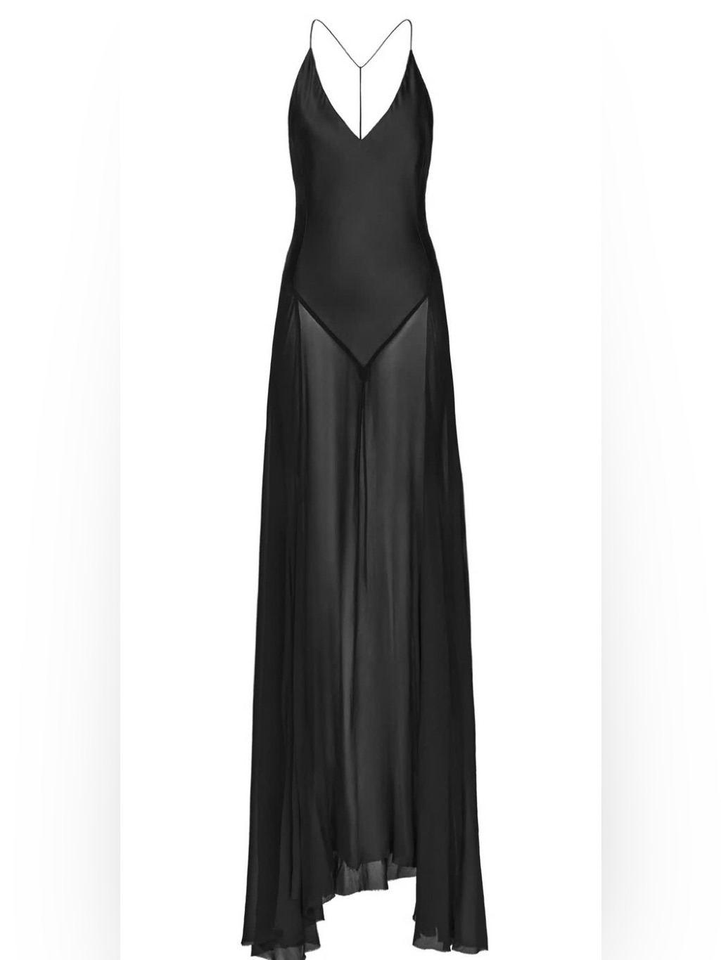 Victoria Beckham X Mango Sheer Black Maxi Slip Dress, Size 2